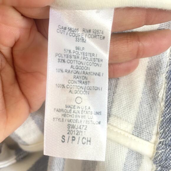 Splendid Navy White Stirped 2 button 2 pocket soft cotton blazer Size Small - Picture 7 of 8